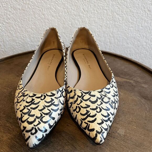 Barbara Bui White Black Animal Print Pointed Toe Ballet Flats Women's Size 36 6 - Picture 5 of 10